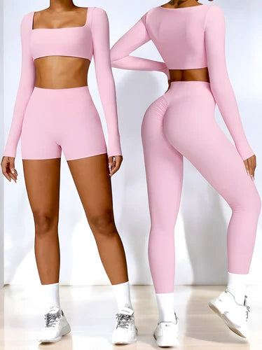Women’s Sports Set – Quick-Dry Top & Leggings / Top & Shorts