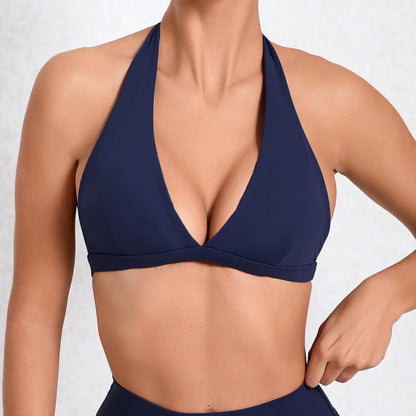 V-Neck Sports Bra – Halter Backless Activewear