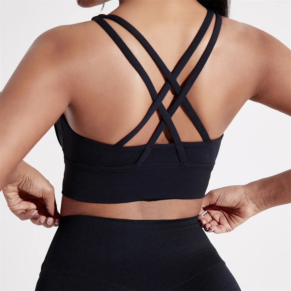 Cross-Back Fitness Bra – High Support