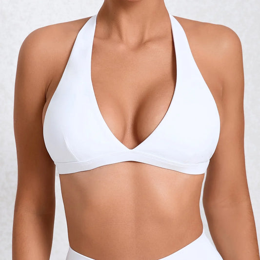 V-Neck Sports Bra – Halter Backless Activewear
