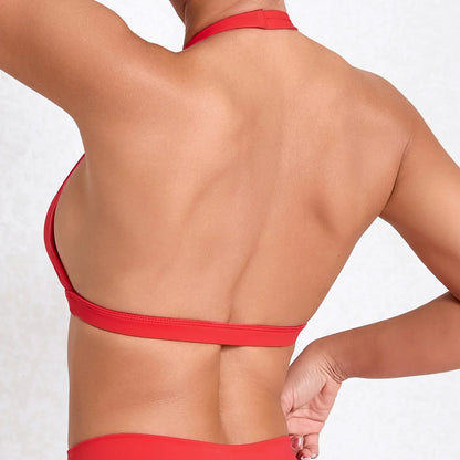 V-Neck Sports Bra – Halter Backless Activewear