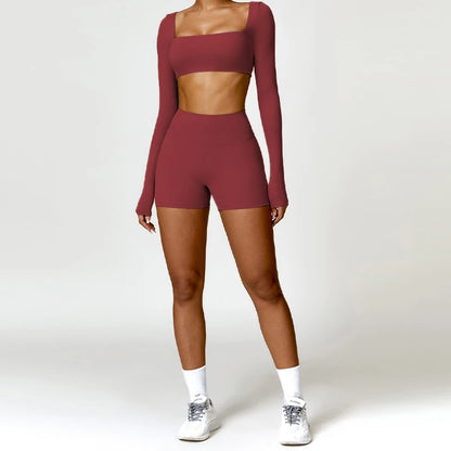 Women’s Sports Set – Quick-Dry Top & Leggings / Top & Shorts