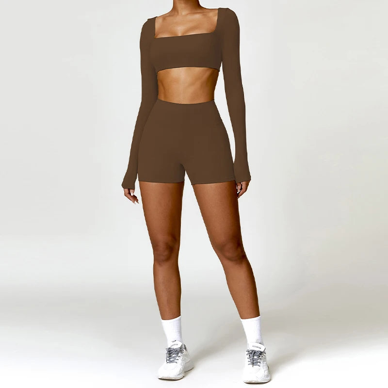 Women’s Sports Set – Quick-Dry Top & Leggings / Top & Shorts